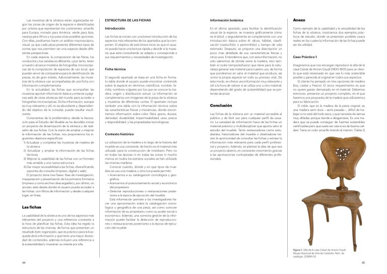El moble de fusta. Les fustes del moble. Vilalta Palacios